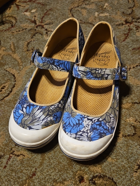 Dansko Shoes - Vegan Mary Jane Kids Shoes in Blue Floral